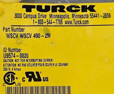 TURCK WSCV WKCV 490-2M Cordset. Loc5E-20
