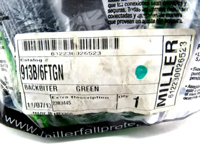 NEW MILLER FALL PROTECTION 913B/6FTGN BACKBITER 913B6FTGN