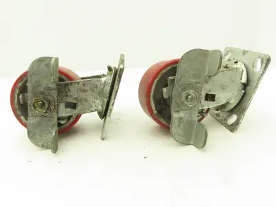 4" Caster Wheel Poly/Cast Locking Swivel Base 2" Wide 5-1/2" Height Lot of 2
