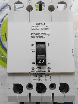 USED SIEMENS CQD 3 POLE 40C 20 AMP
