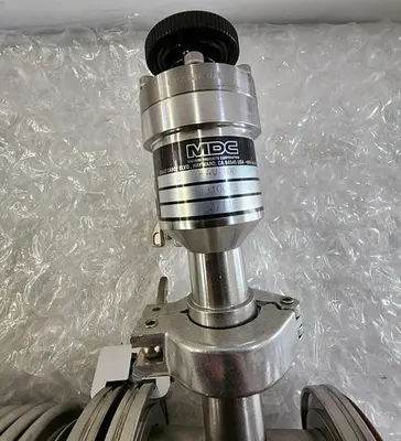 MDC KAV-100 PNEUMATIC ANGLE VALVE with EDWARDS HIGH VACUUM ADAPTER PIPES