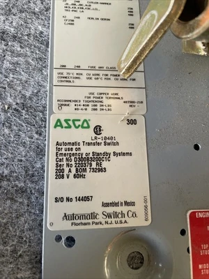Used ASCO LR-10401 Misc Electrical & Power Parts California US | Davliegogo LLC #1729053