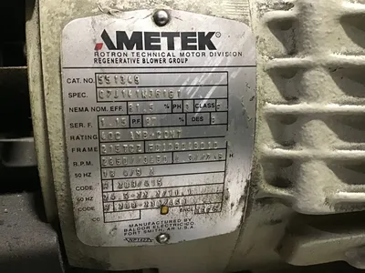 Amtek Rotron CP808FG72MXLR Regenerative Blower 7.5 hp Industrial / Chemical