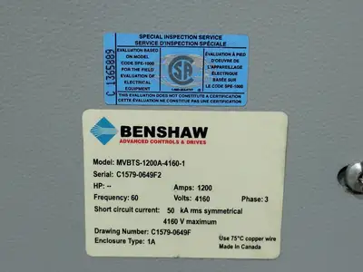 USED BENSHAW MVBTS-1200-4160-1