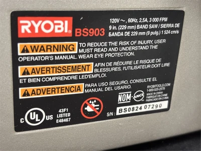 Used RYOBI "BS903" Woodworking Vertical Band Saws Texas US | MachineryMax #1488169