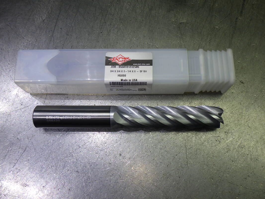 PCT 3/4" 5 Flute Carbide Endmill XL AlTiCrN .030" R .030-0558T81232506 (LOC2918A)