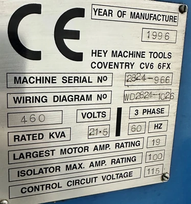HEY 3 6.5" X 51" CNC FACING / CENTERING MACH