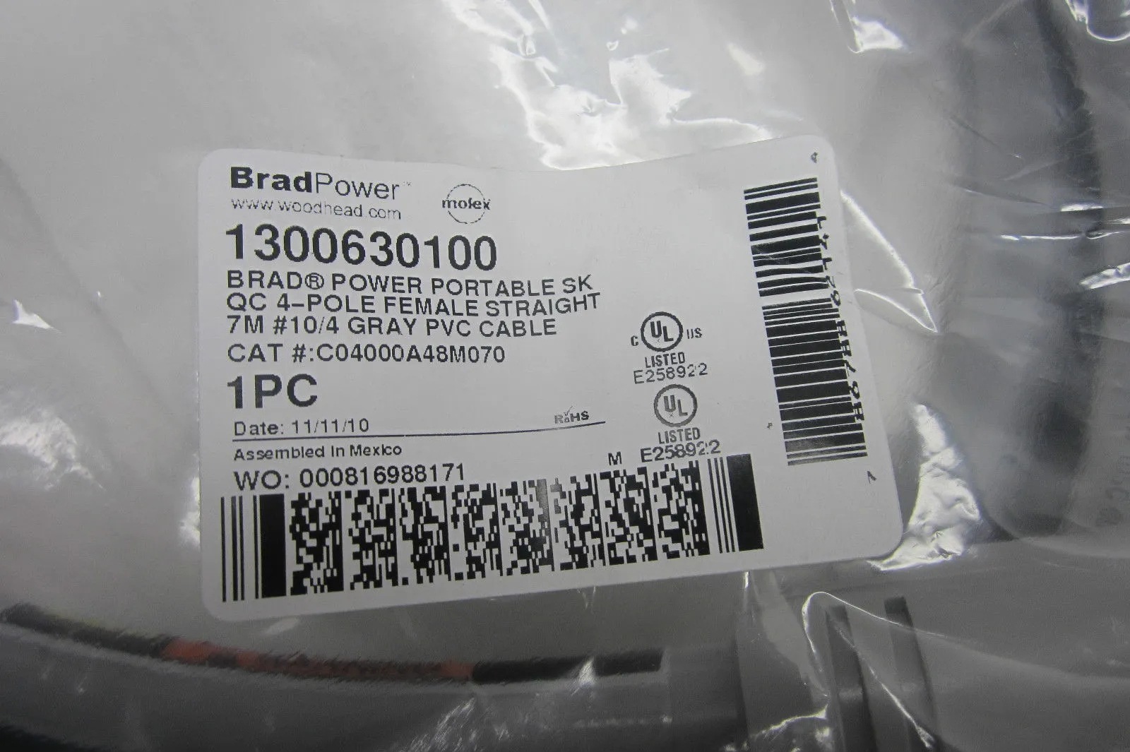 NEW DANIEL WOODHEAD CAT. #C04000A48M070 CABLE 1300630100
