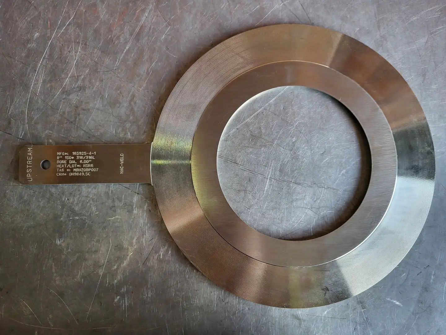 8" Paddle Orifice Plate Upstream 6.00"