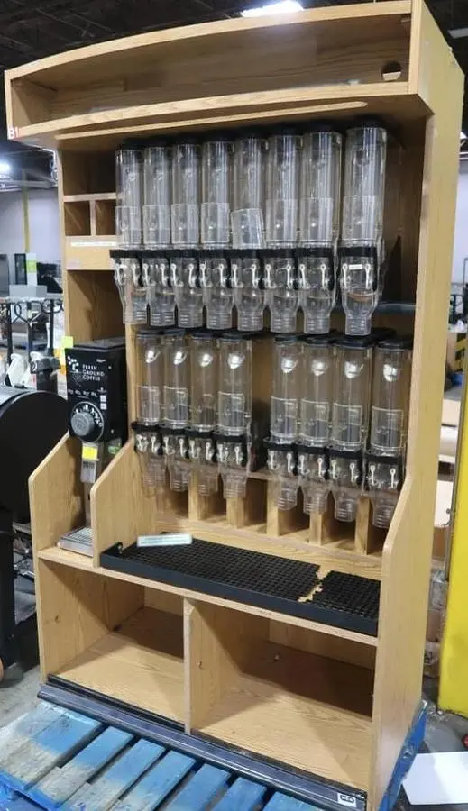 Bulk coffee station, w/ Grindmaster coffee grinder