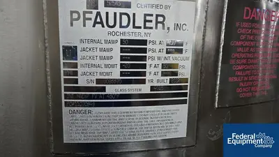 USED Pfaudler 600 Liter Pfaudler Glass Lined Receiver Tank, 50#