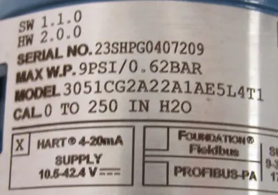 NEW ROSEMOUNT 3051CG2A22A1AE5L4T1 PRESSURE TRANSMITTER 0-250 IN H2O