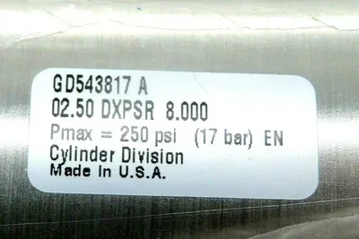 NEW SCHRADER BELLOWS 02.50 DXPSR 8.000 CYLINDER 250PSI 17 BAR GD543817 0250DXPSR