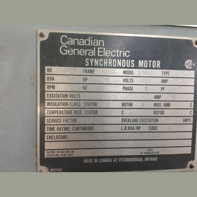 1750 HP Synchronous Motor