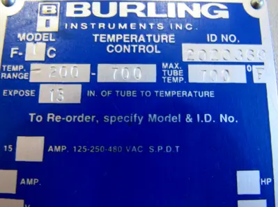 NEW BURLING INSTRUMENTS F-1C TEMPERATURE CONTROL F1C