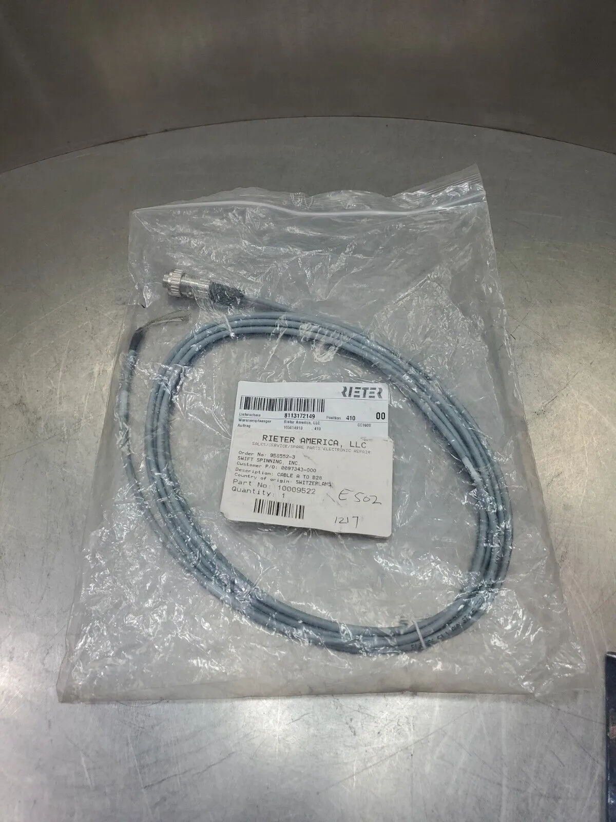Rieter 10009522 Cable A to B28 PLC Cable. 5E