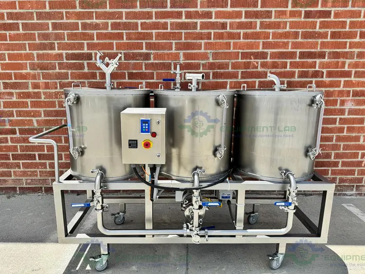 Used STAINLESS STEEL 3 STAGE TANK TRANSFER SYSTEM W/ 1 HP PUMP, VFD Reactors California US | Equipment Lab #1144738