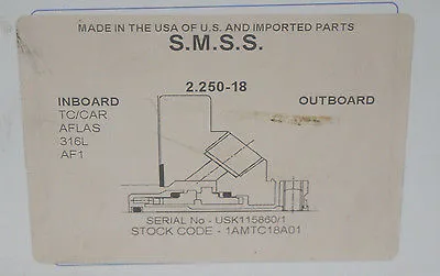 NEW AES SEAL 2.250-18 PUMP SEAL S.M.S.S, TC/CAR AFLAS 316L AF1 1AMTC18A01