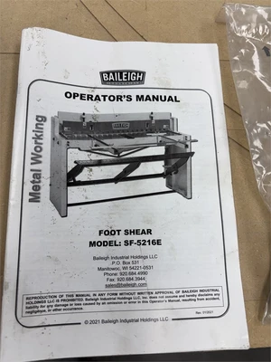 Used 2021 BAILEIGH "SF-5216E" Foot Power Shears Texas US | MachineryMax #1486563