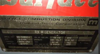 Item# G223 “Surface Combustion” Endothermic Generator-3,000 CFH