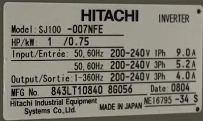 HITACHI INDUSTRIAL SJ100-007NFE Electrical/PLC/Automation | ESS Industrial Equipment Sales (9)