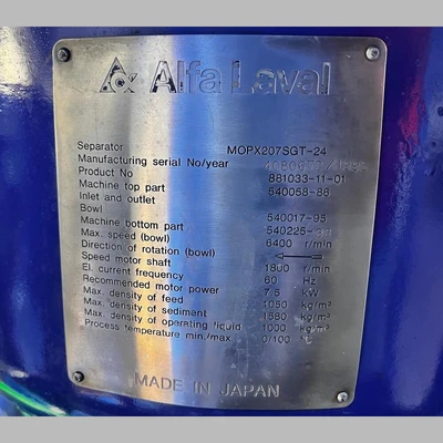 USED ALFA LAVAL MOPX207SGT-24