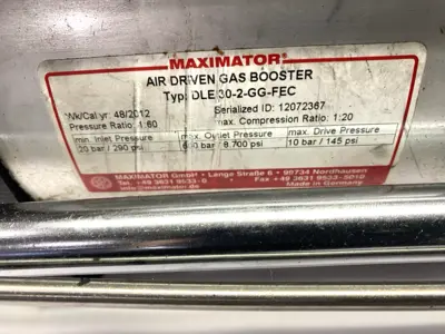 Used Maximator Air Driven Gas Booster 1:60 Pressure & 1:20 Compression Gas Compressors Michigan US | Maverick Industrial Sales #1395626