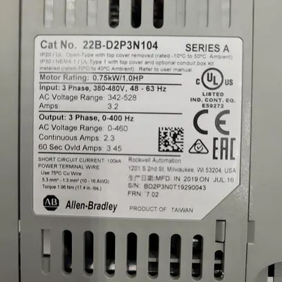 Used POWER FLEX ALLEN BRADLEY POWER FLEX PLC 22B-D2P3N104 Programmable Logic Controllers | ND Industrial Surplus #1222080
