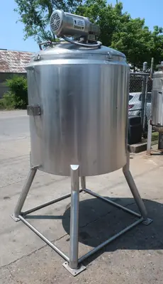 SPC9046  Tank 150 gallon vertical tank, Stainless Steel, 60 psi @ 300F jacket, 1 hp agitator, dish removable top