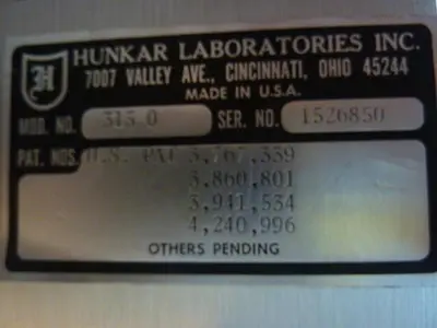 USED HUNKAR LABS 315-0