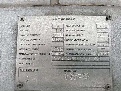 Used 1991 RECO INDUSTRIES INC. _UNKNOWN_ Vertical Single Wall Tanks North Carolina US | DH Griffin Used Equipment #1383639