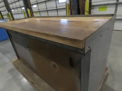 Industrial Butcher Block Top Workbench 2-Door Cabinet Workstation 72"W 29"D 36"H