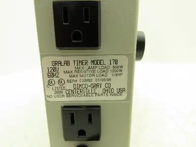Gralab Model 170 Dual Scale Timer 8" Dial w/Buzzer Volume Control 60 Hour 120V