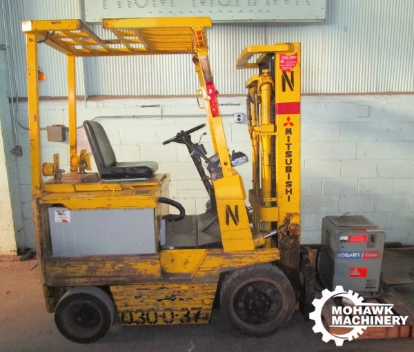 3000 LB NYK ”FE15C” ELECTRIC FORK LIFT-TRUCK w/MITSUBISHI MAST - SIDE SHIFTER - 36 VOLT SYSTEM - HOBART CHARGER