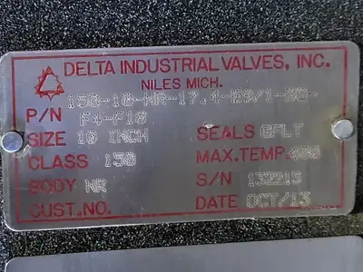 USED DELTA INDUSTRIAL VALVES 150-10-NR-17.4-E9/1-BQ-F4-F18