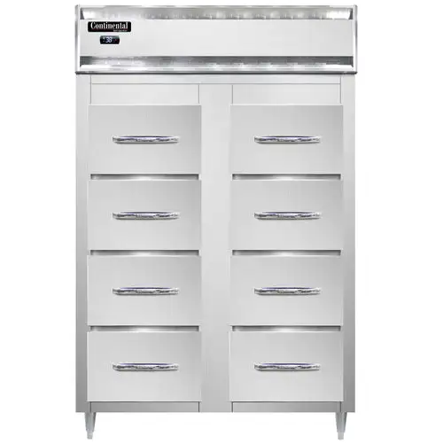 Continental D2RSNSS-F 52" Poultry & Fish File Refrigerator W/ (2) Sections & (8) Drawers, 115v