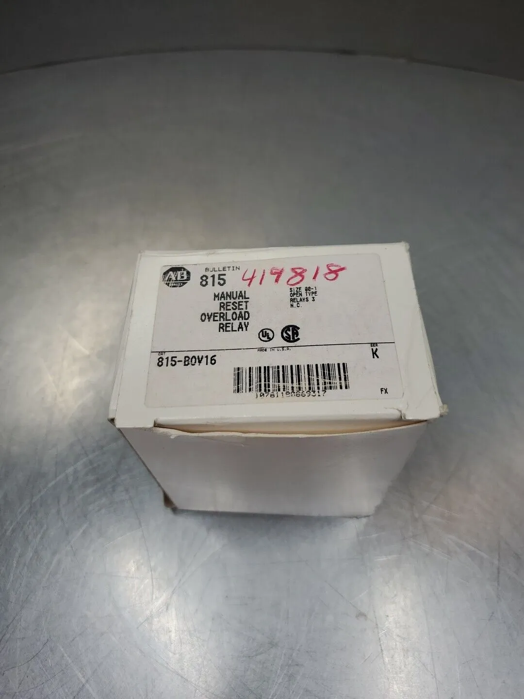 Allen-Bradley 815-B0V16 Ser. K Manual Reset Overload Relay. 4B-40