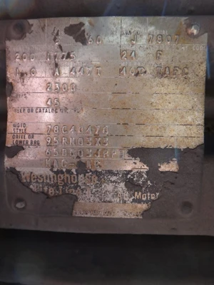 Westinghouse 200 hp, 1800 rpm, Electric Motor