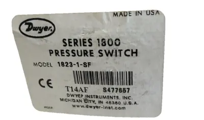 NEW DWYER 1823-1-SF PRESSURE SWITCH SERIES/1800 18231SF