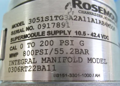 USED Rosemount 3051 S1 TG 3A2A11A1AB4M5Q4