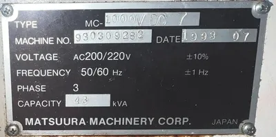 Used 1993 MATSUURA MC-1000V Vertical Machining Centers Washington US | [EZ] EZ Systems #1287122