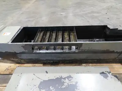 Enomoto Hinge Belt CNC Chip Conveyor 15"x 88" Infeed 46" Discharge 220V 3PH
