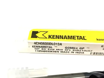 USED KENNAMETAL GOMILL™ GP BEVELED 4-CHANNEL SMOOTH HANDLE 4CH0600DL013A