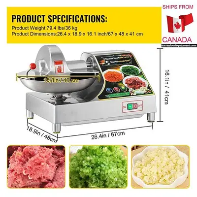 10 Litre multifuntional meat bowl cutter mixer