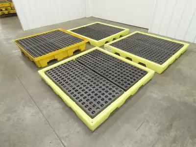 Enpac 5116-YE Spill Containment 4 Drum Platform 53x53" 6000lbs 40 Gal Lot of 4