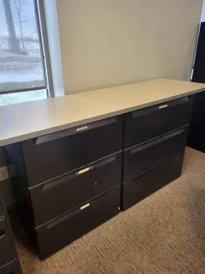 Two 3-drawer file cabinets with Shared Counter