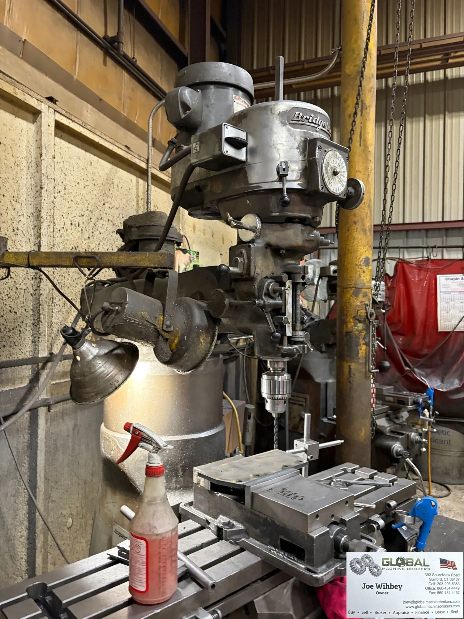 Bridgeport J Head Series 1 42x9 w/ 10" Riser, Power XFeed, 6" Vice + Tooling
