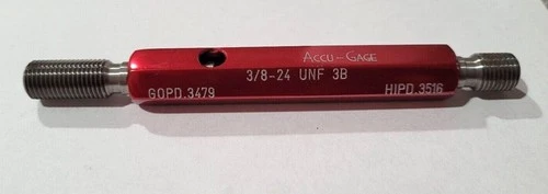3/8-24 UNF 3B Accu-GAGE GO & NO GO Thread Plug Gage GO P.D. .3479 & HI PD .3516