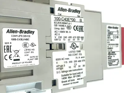 ALLEN BRADLEY 100S-C43EJ14BC SAFETY CONTACTOR SER. B 100SC43EJ14BC NEW, SURPLUS
