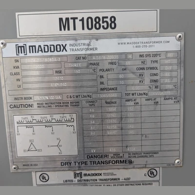 New | in-Stock MADDOX INDUSTRIAL TRANSFORMER MT10858 Distribution Transformers Colorado US | Savona Equipment LTD #1316052